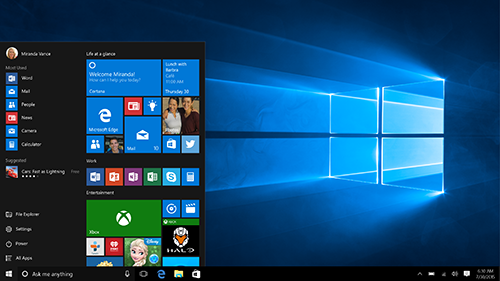 Bild: Windows 10 Startmenü | Quelle: Newsroom Microsoft Deutschland