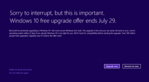 Bild: So sieht die Upgrade-Aufforderung unter Windows 7 und Windows 8.1 aus. 