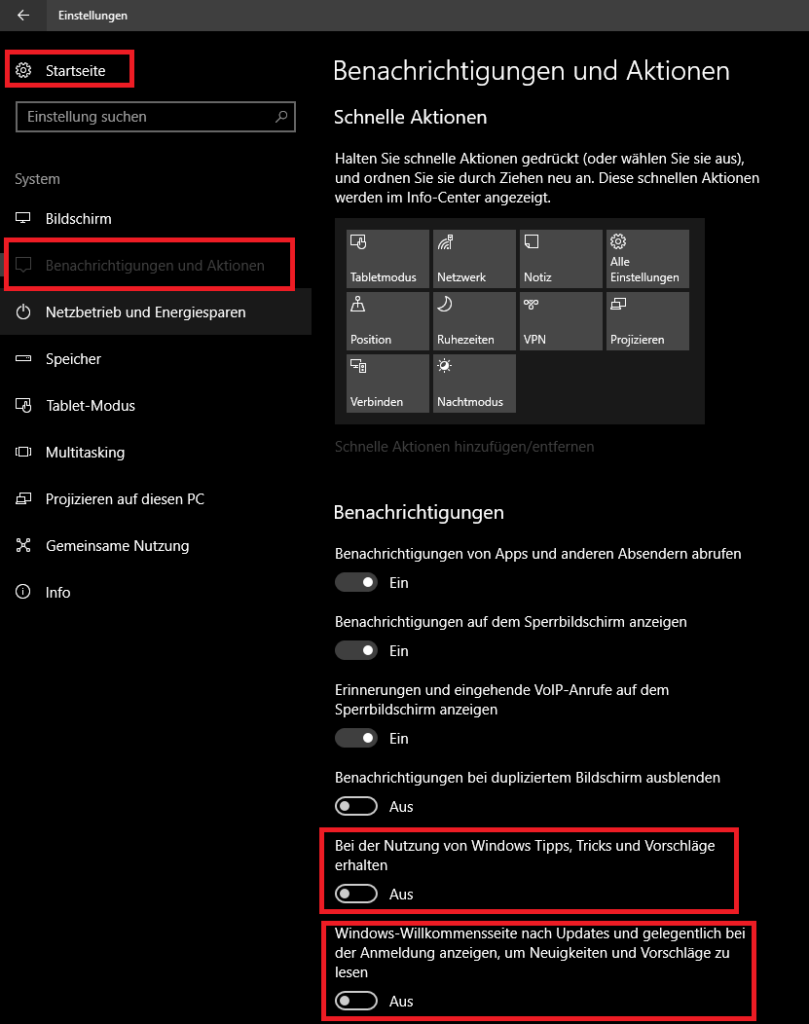 Screenshot: Auch die Werbung im Info-Center und Taskleiste kann deaktiviert werden. | © gebrauchtesoftware.de