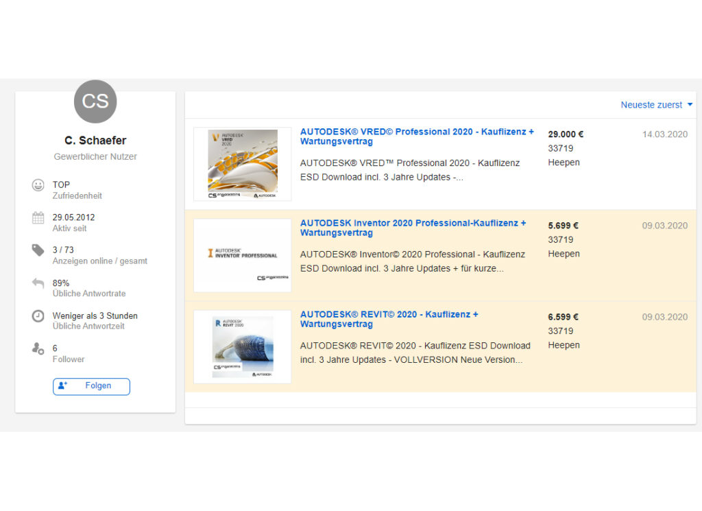 Autodesk Inventor 2020 Professional VRED REVIT 2020 eBay Kleinanzeigen Lizenz Lizenzrecht Lizenzierung